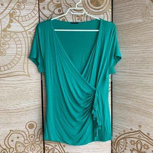 tahari turquoise wrap top Y2K